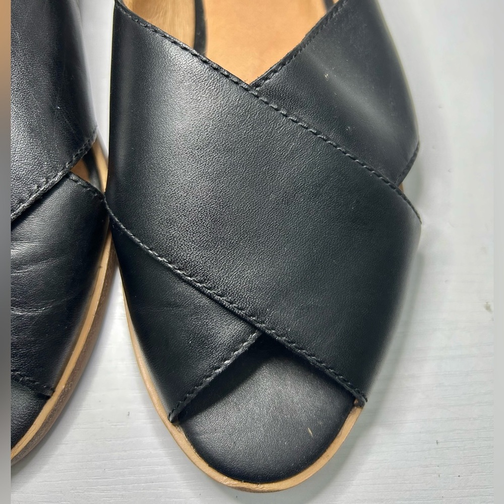 Madewell The Blaine Crisscross Flat Black Leather Open Toe Flats Size 7.5 - Picture 5 of 16